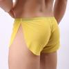 Solid Color Men Ultra-thin Translucent Low Waist Split Boxers Shorts Underwear