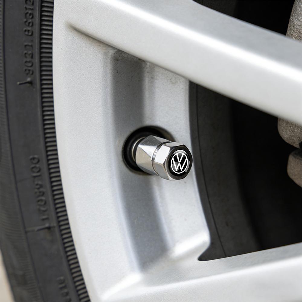 VW Car Accessories 4Pcs Metal Alloy Wheel Tire Valve Caps Stem Case For Volkswagen GTI Golf Polo Passat VW Tiguan T-ROC Jetta Taigo