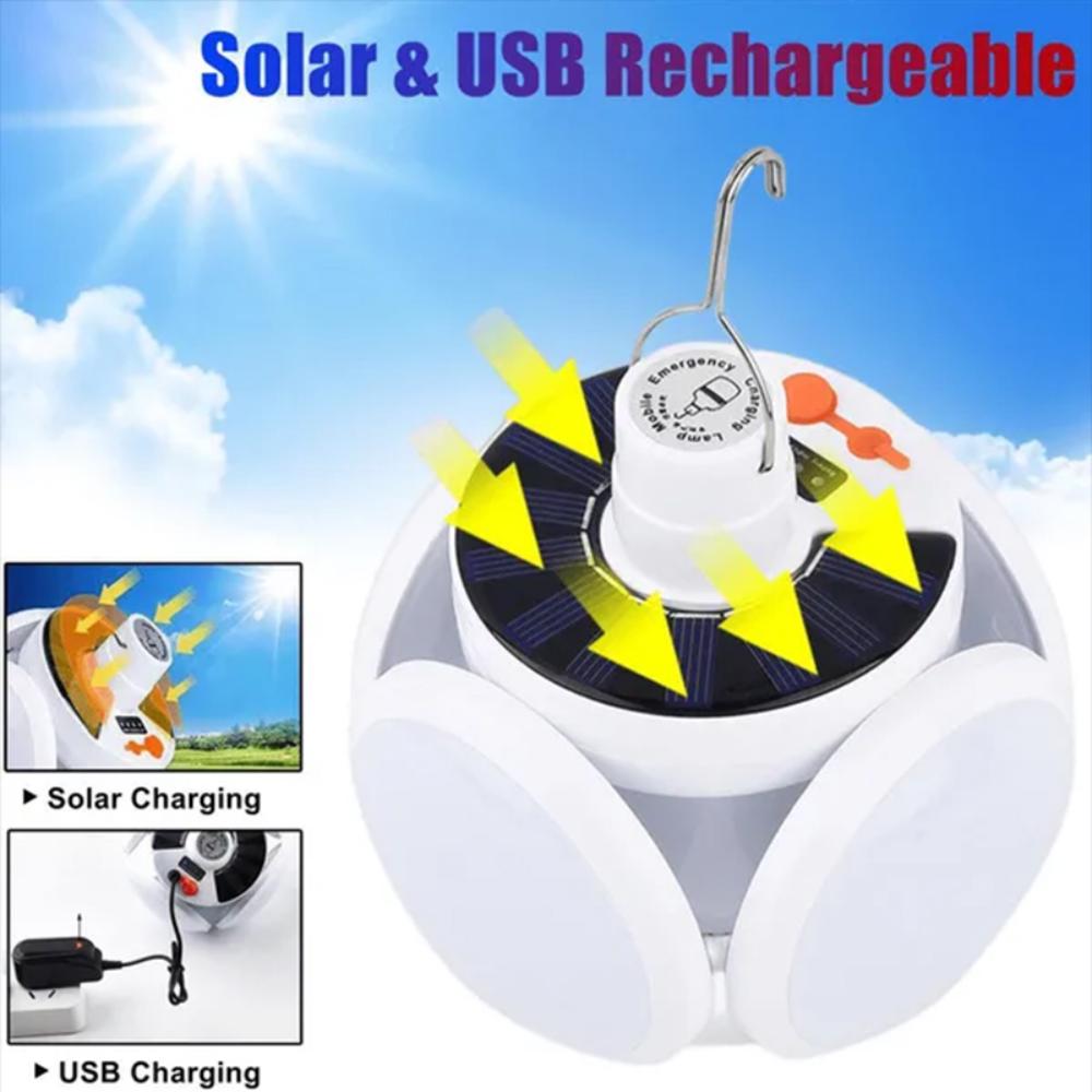 Solar Folding LED Soccer Light Rechargeable Outdoor Lamp Camping Night Market Stall Emergency Power Failure Lighting Torch