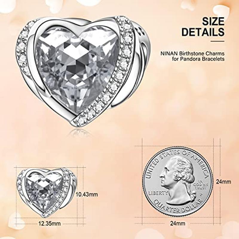 December Colored Zircon Sea Heart Birth Stone copper Talisman D Bead Charms Compatible With for Bracelets Necklaces Do It Yourself Birthday Party Gift