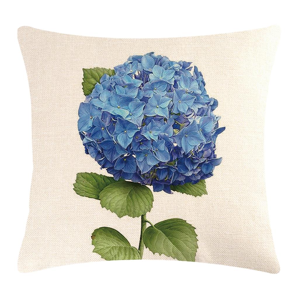 Elegant Print Hydrangea Throw Pillow Cover with Delicate Flower Pattern Linen Pillowcase Mother Day Cushion Case
