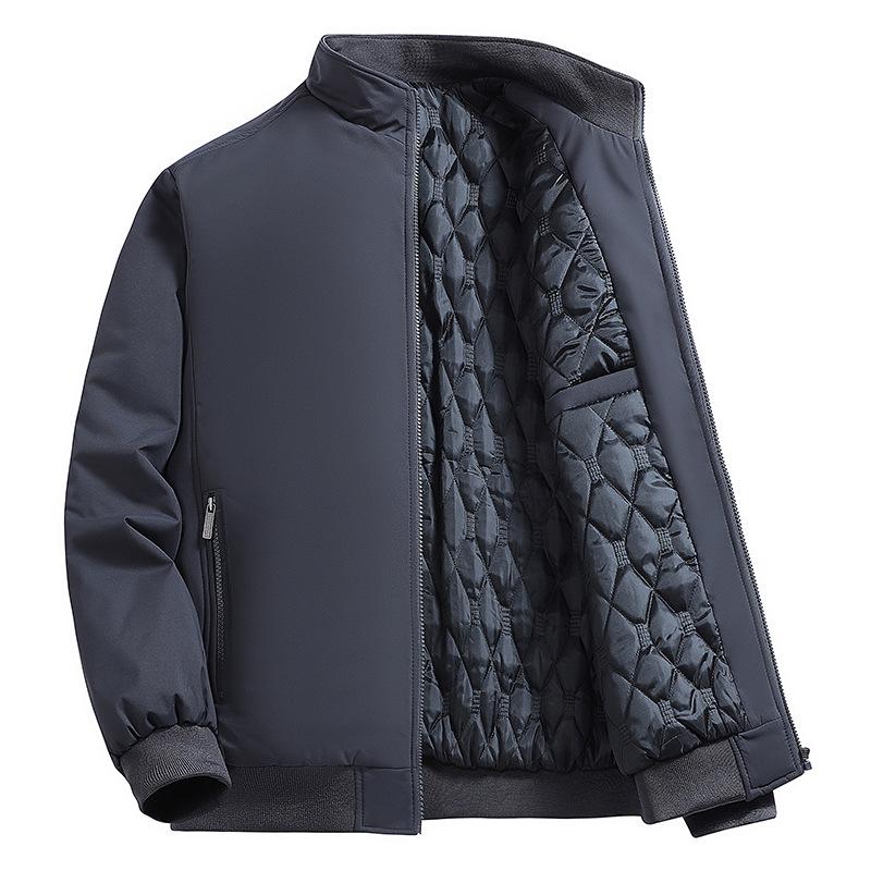 Men's Cross-Border Warm Cotton Stand-Up Collar Jacket - Large Size Casual Coat for Middle-Aged and Elderly