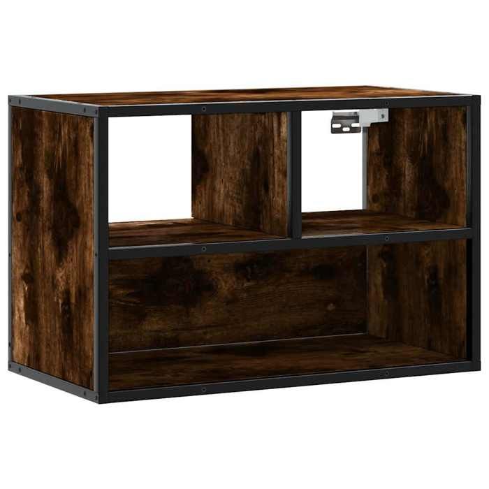 VidaXL Meuble TV chêne fumé 60x31x39,5 cm bois d'ingénierie et métal, support TV, armoire média, console TV, meuble HiFi, 848916