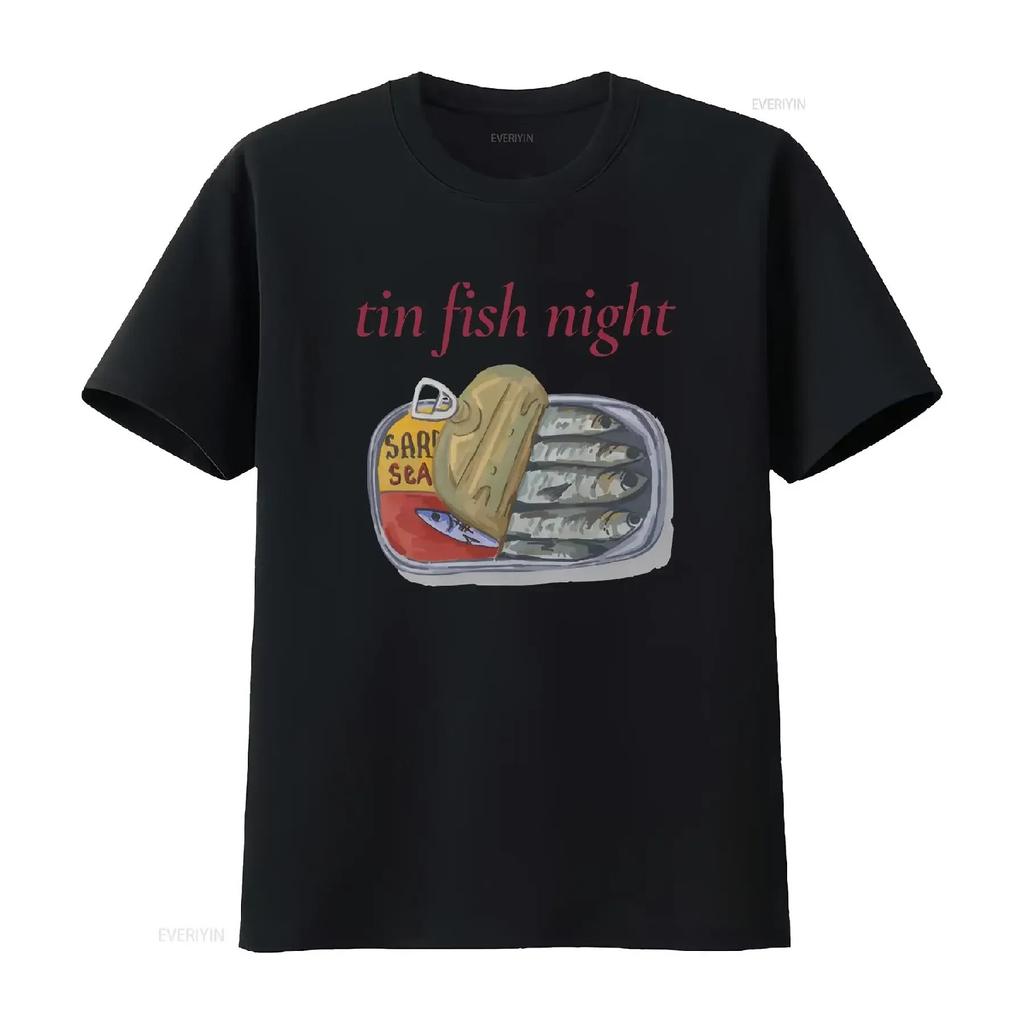 Tin Fish Lover T Shirt Colorful Canned Sardine Aesthetic Casual Perfect for Every Occasion vintage Washed Top For Everyday Wear