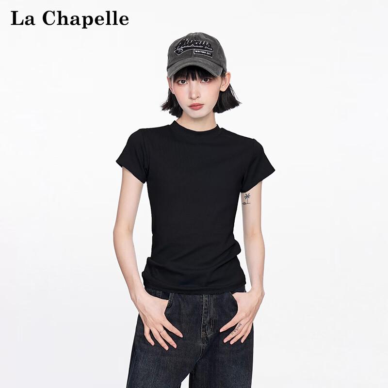 Women's Slim-Fit Mock Neck Short Sleeve T-Shirt