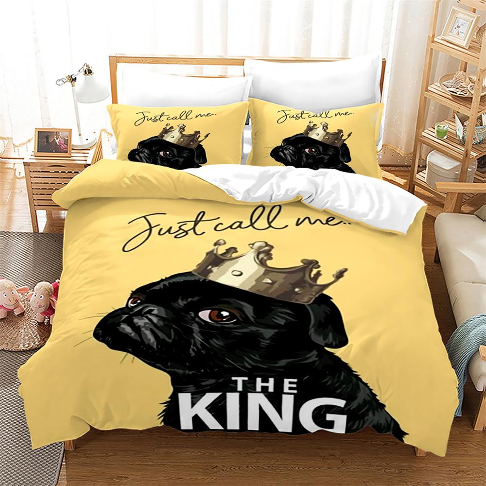 Dog Duvet Cover Set 3D Print Gold Leaves Autumn King Queen Full Size Comforter Cover for Kids Boys Girls Polyester Bedding Set