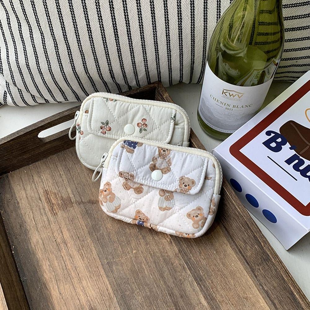 Large Capacity Floral Coin Purse Flower Mini Canvas Storage Bag Small Makeup Lipstick Bag  Outdoor