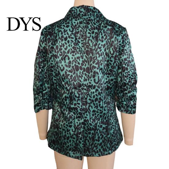 Lapel Suit Jacket Women Coat Long Sleeve Single Button Professional Color-Blocked Leopard Print Slim Fit Business Casual Outwear Comfortable