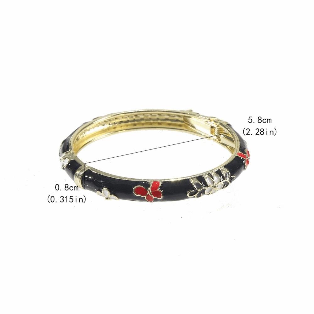Elegant Design Enamel Bangle Flower Texture Open Clamp Bangle Light Luxury Dropped Glaze  Gifts