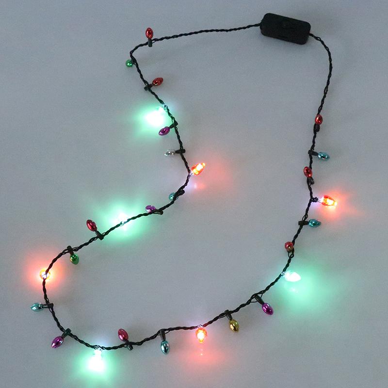 Light Glowing Led Necklace Flashing Light-Up Blinking Christmas Lights Costume Necklace 8 Led Bulbs Glow Props Party Supply