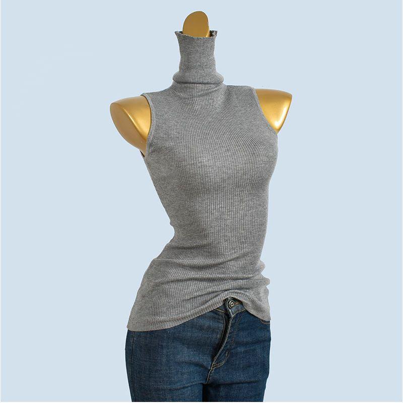 High Proportion Woolen Sweater Autumn and Winter Turtleneck Sleeveless Vest Slim Fit Slimming Women Inner Wear Bottoming Shirt All-Matching Top