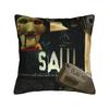 Bedruckte Säge-Jigsaw-Horrorfilm-Kissenbezug Polyester-Kissenbezug Dekoration Halloween Gothic-Kissenbezug Bezug Stuhl Reißverschluss
