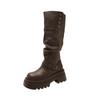 [Xu Jiaqi] Autumn and Winter Thick-soled Thick-heeled Pleated Medium-high Elastic Stacking Boots Women's Boots