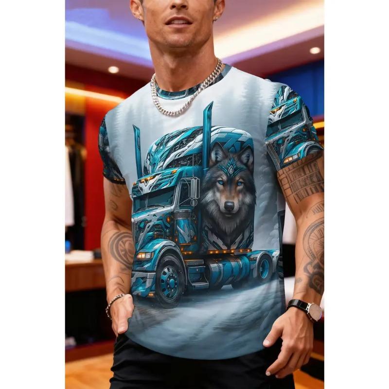 

Men s 3D printed dog leash pattern short-sleeved T-shirt - breathable summer round neck with slight elasticity, S