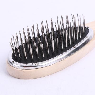 Wooden Handle Professional Brush for Wig Hairdressing Wig Styling Anti Static Steel Comb Durable Massage Brush