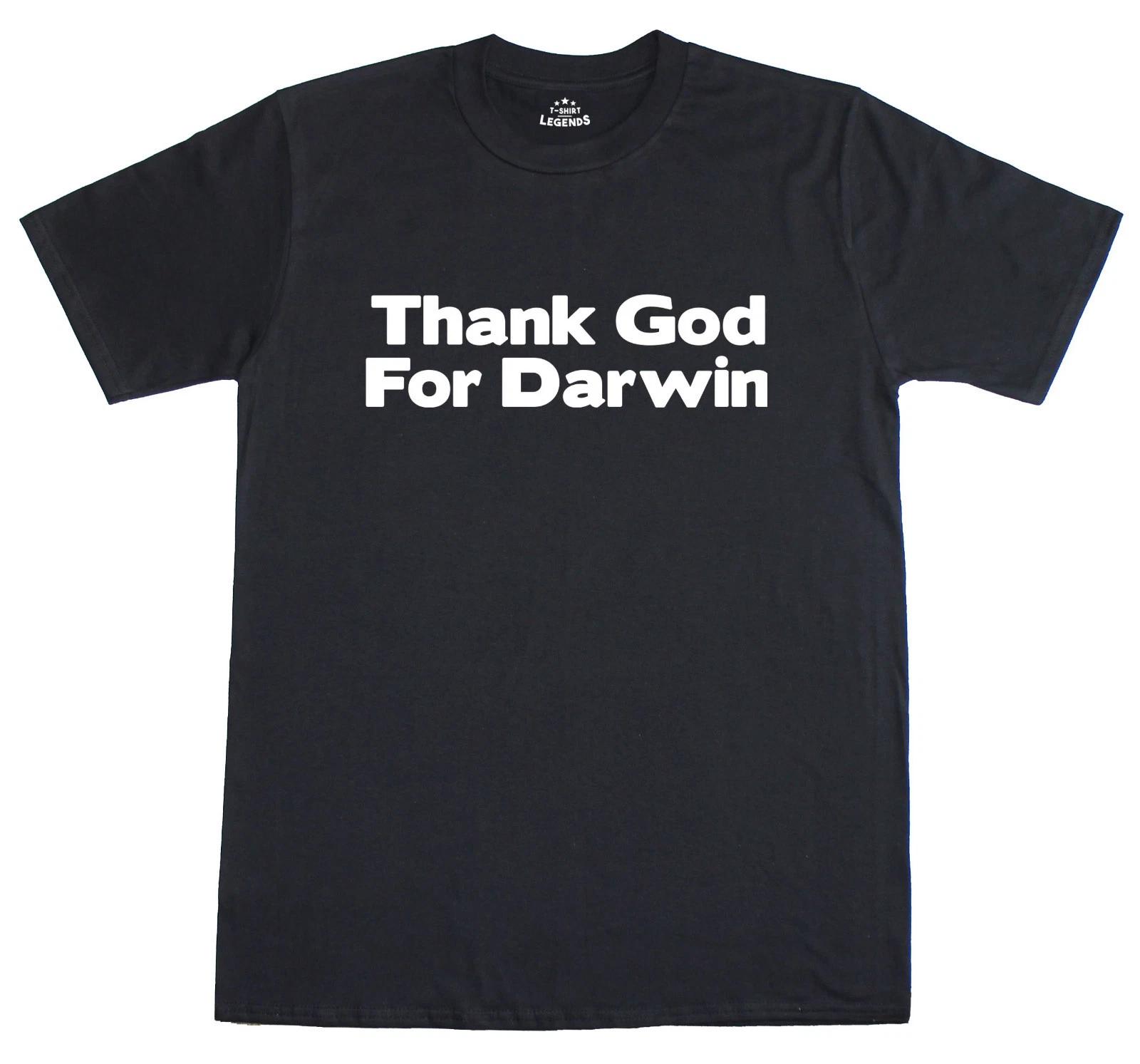 Thank God Darwin Evolution Science Funny Mens Loose Fit Cotton T-Shirt S