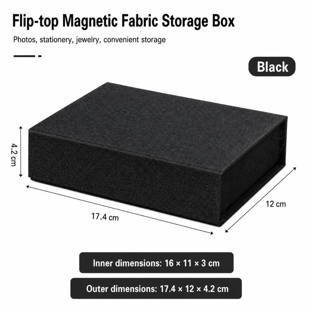 Magnetic Close Card Organizer Linen Fabric Fabric Box Document Holder For Jewelry Storage