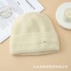 New blended knitted pullover hat children's autumn and winter warm iron standard headgear metal letter label wool hat