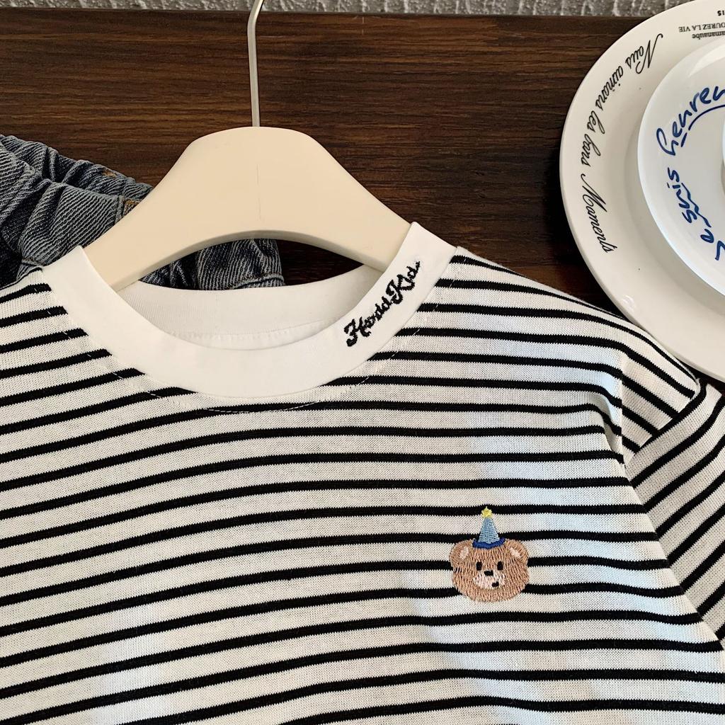 Children'S Long-Sleeved T-Shirt Spring And Autumn New Korean Version Of Boys' Striped Pullover Bottoming Shirt Children'S Clothing H0357