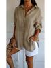 Women's Hot Seller European Lapel Pleated Shirt with Roll-Up Sleeves