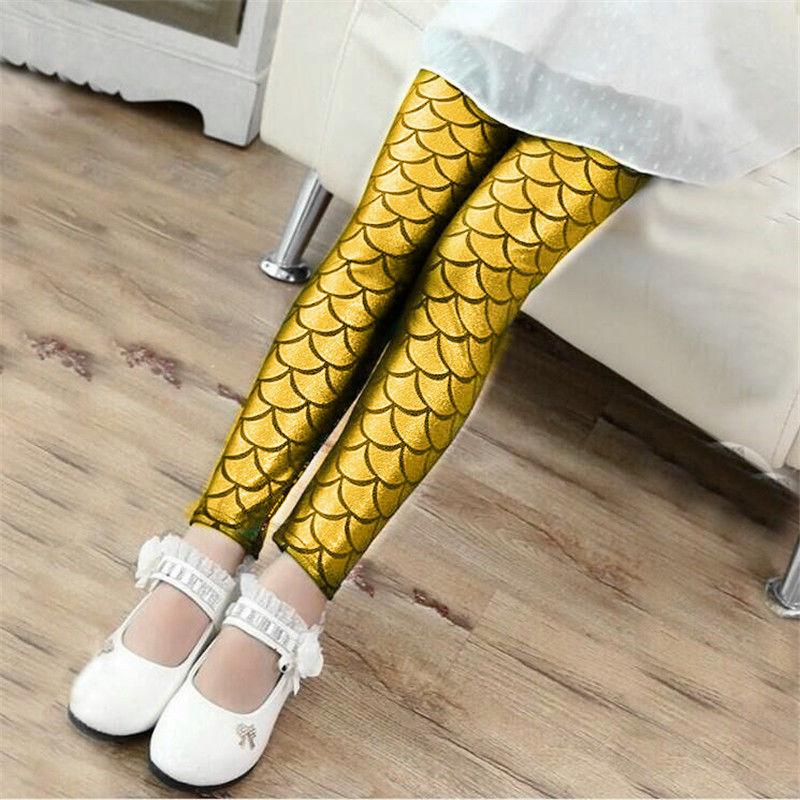 Children's Fish Scale Leggings Fashionable and Colorful Scales Slim Fit Children's Pants Sweet Princess Pants Versatile Pants