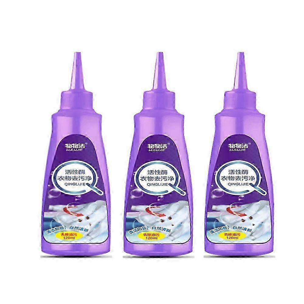 3x Active Enzyme Laundry Stain Remover Garment Stubborn Stain Cleaning Oil Removers