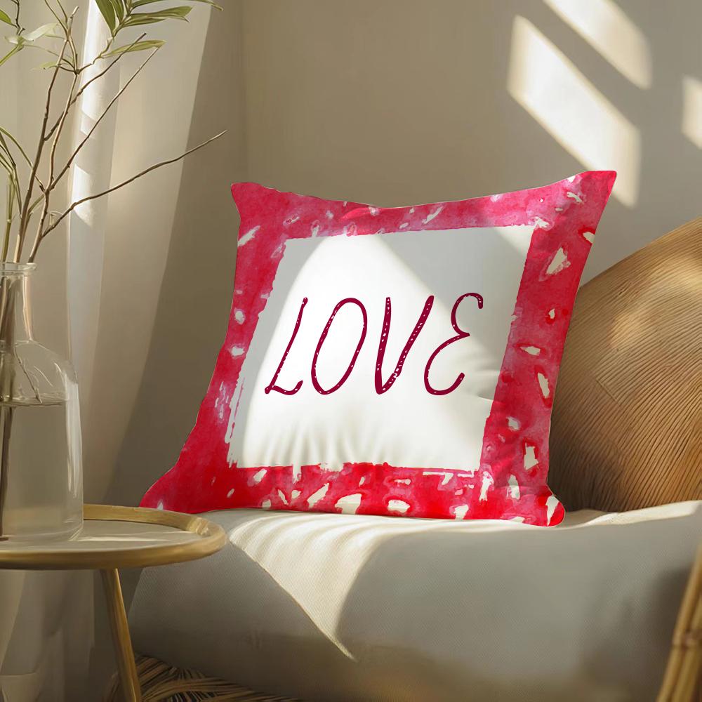 Valentine Red Heart Pillow Case Silky elegant Comfort Sofa Bed Invisible zipper