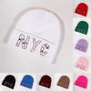 Rhinestone Nyc Letters Knit Hat For Unisex Autumn Winter Warm Cap Fashion Gift