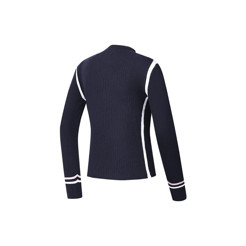 FILA Golf Series Color Block Casual Pullover Long Sleeve Knit Sweater Women sweater Legendary-Blue A11W415402F-NV