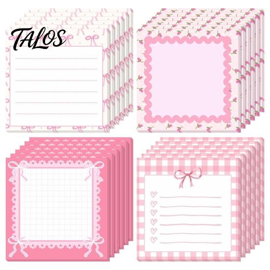 Decorative Memo Pads for Gifts Bow Pads, Cute Strong Adhesive Page Markers, Colorful Gel Pen Compatible Notes Self-Stick Students Office, Reminder