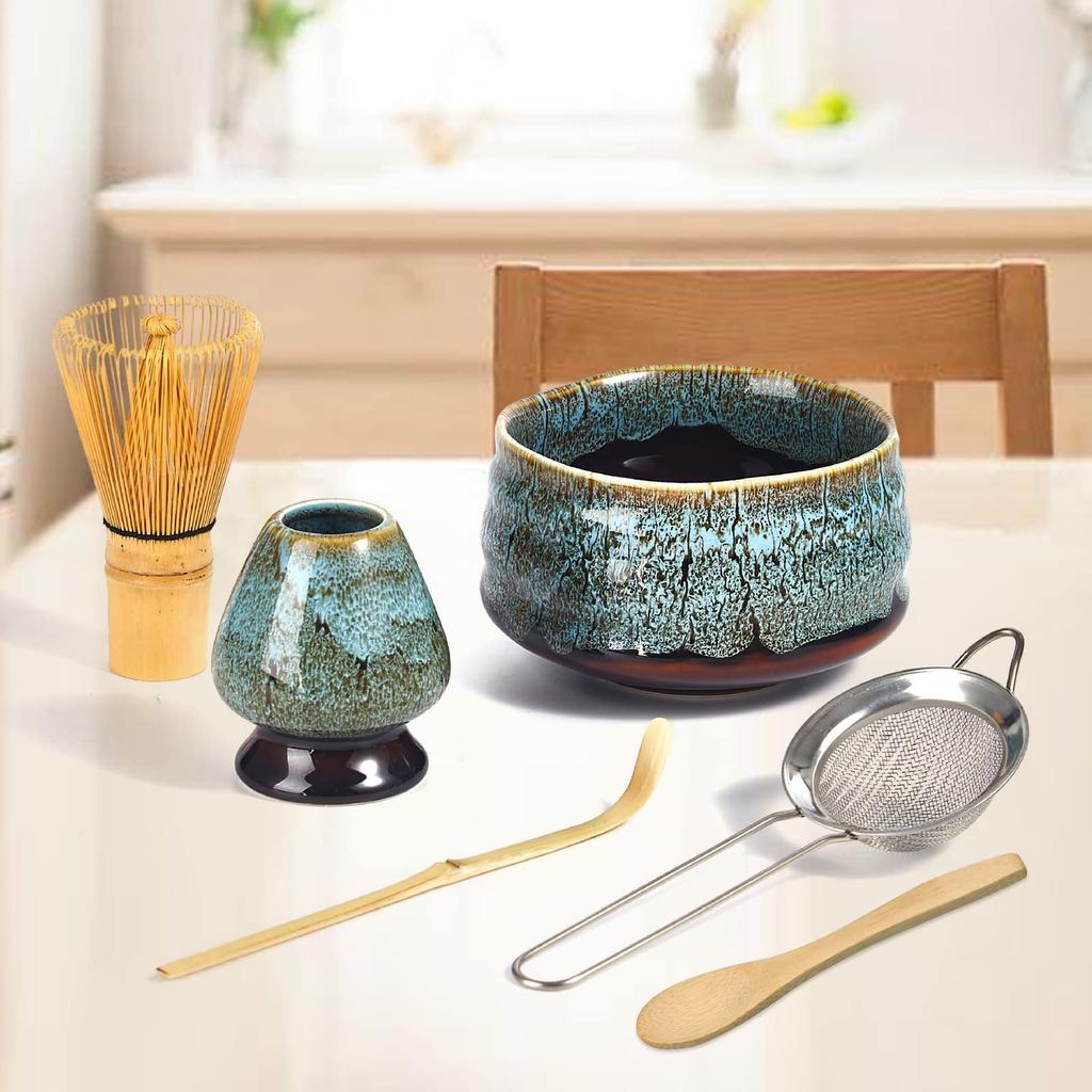 6-Piece Matcha Tea Ceremony Set with Whisk, Tea Utensils, and Tea Ceremony Utensils for Beginners and Home Use (Tea Bowl, Tea Whisk, Tea Whisk