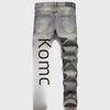 Unisex Retro Star Leather Patch Skinny Jeans