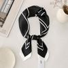 70% Silk Retro Black & White Striped Neck Scarf - Korean Style Fashion Accessory for Women