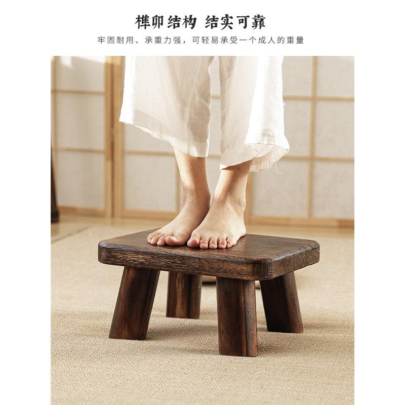 Modern Minimalist Solid Wood Stool, Small Square Low Bench, Home Shoe Changing Stool for Entryway Living Room Tea Table