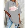 Camiseta Elegante Nueva para Mujer Talla Grande Rosa con Forma de Corazón Impresión 3D Primavera y Verano Ocio Cuello Redondo Manga Corta