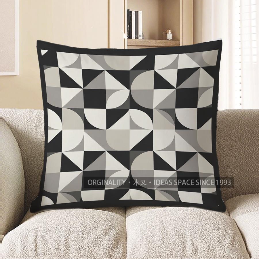 2D Geometric & Leaf Pattern Decorative Pillow Covers Pattern Cushion Cover Suitable For Sofa Bedroom Car Pillow Cover