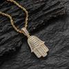 New European and American Hip-hop Necklace, Fatima's Hand Men's Necklace Turkish Eyes Copper Inlaid with Zirconium Cross-border New
