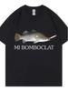 T-shirt Unisexe Drôle Motif Poisson Désamorçage de Bombe Style Rétro Harajuku à Manches Courtes avec Texte Mi Bomboclat Imprimé