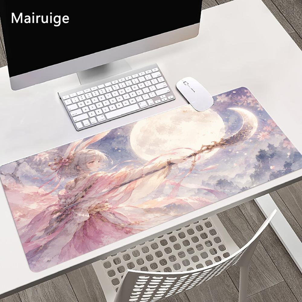 Anime Girl Big Size Mouse Pad Non-slip Rubber Easy To Clean Desk Mat for Home Office Daily Use Deskpad Keyboard Pad Mouse Mat