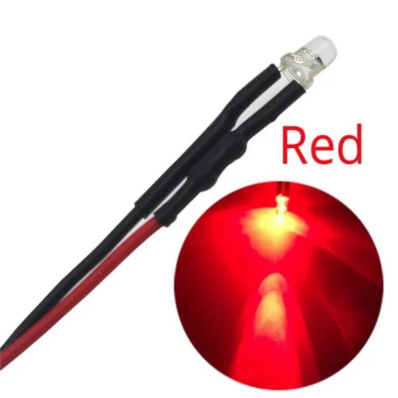 10Pcs 5mm 20cm Pre Wired LED Round Light Lamp Bulb Chip Beads Cable DC 12V Emitting Diodes