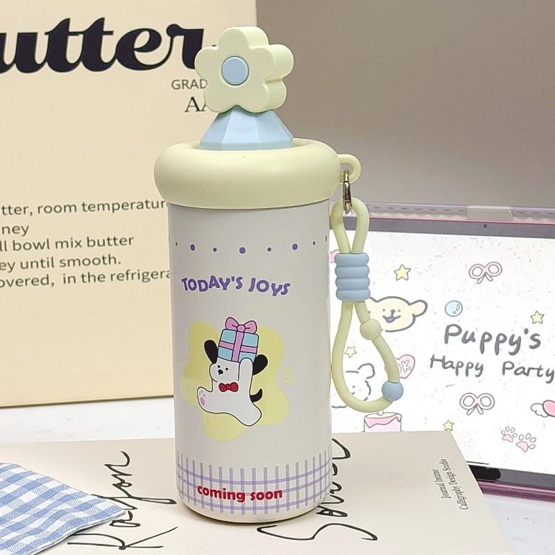 Cute Cat Theme 600ml Stainless Steel Insulated Travel Mug With Straw For Kids And Adults