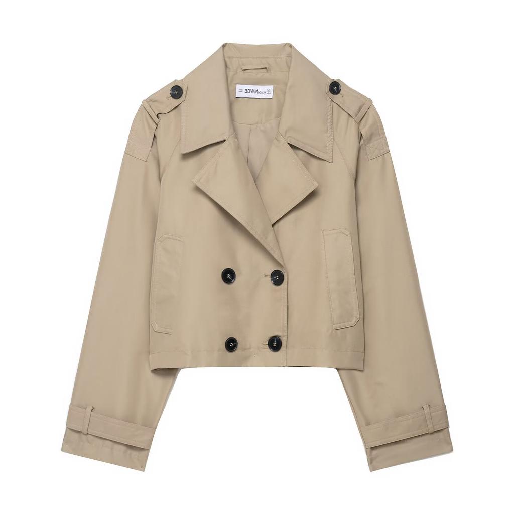 Women'S Fashion Casual Double Placket Short Trench Coat