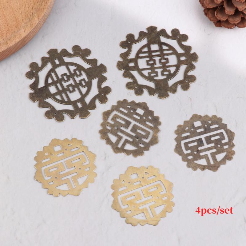 4 Bucăți Colț Decorativ din Bronz Antic Chinezesc Protecții Colț Cutie din Lemn Cutie din Fier Artizanat Feronerie Mobilier Acoperire Colț