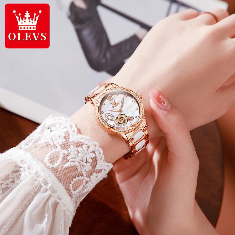 Olitis Women's Automatic Diamond Mechanical Watch with Musical Note Dial