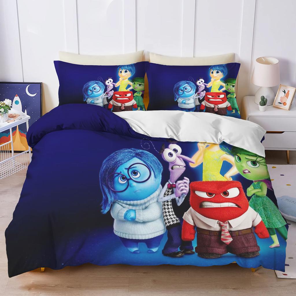 Inside Out Anime Home Bedroom Comforte Nordic polyester material suitable for children and adults 3-piece set