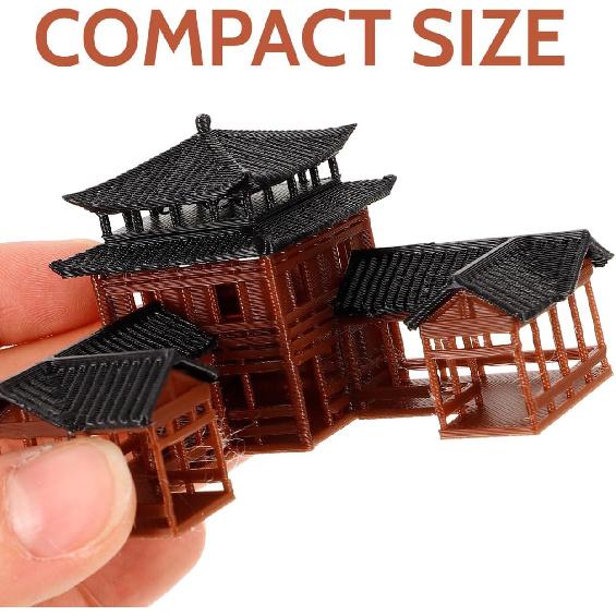 B0D5DC8MHG Miniature Japanese Statue - Hand Crafted Plastic Fish Tank Decor, Asian Garden Ornament, Ancient Architecture Model for Home, Office, and