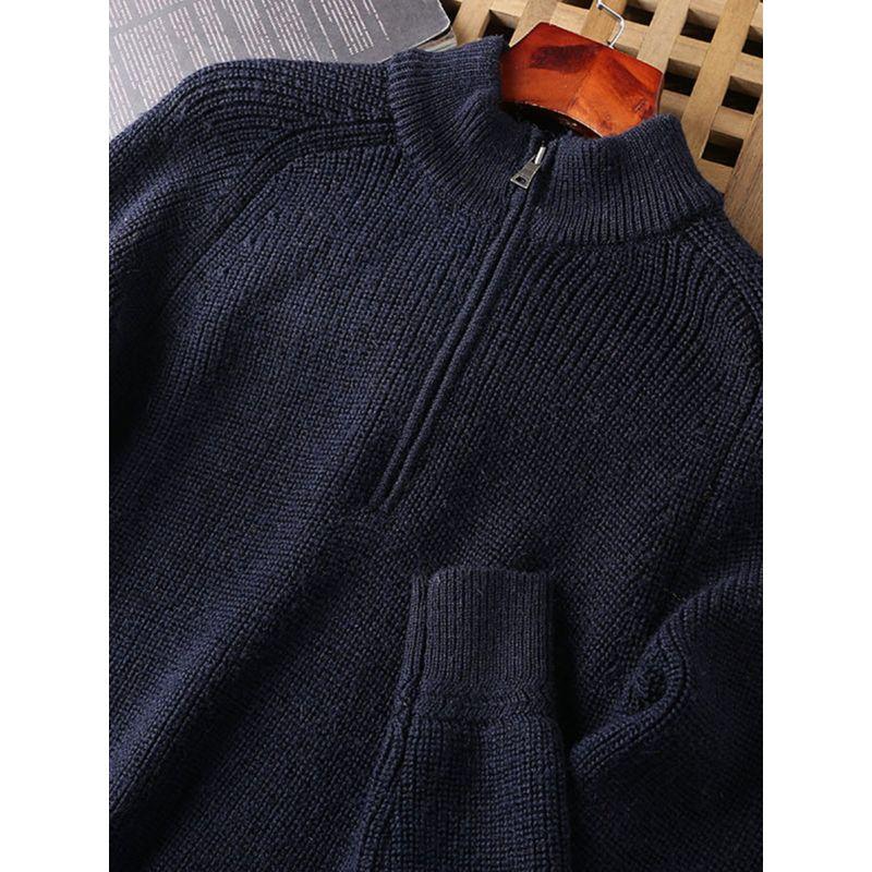 Wool Mixed Yarn! Half Zipper Pullover Italian Single Export Men's Clothing Thickened Half-High Collar Knitting Sweater Winter