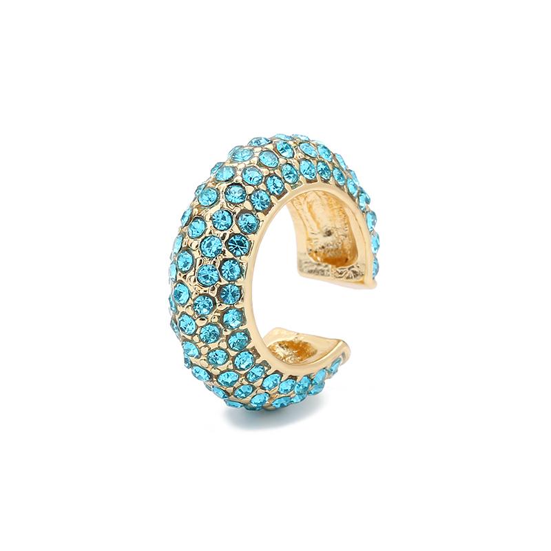 1pcs New Multicolor rhinestone C shape Chunky Clip earrings For Women Punk without puncture cartilage Ear cuff Wedding Zircon