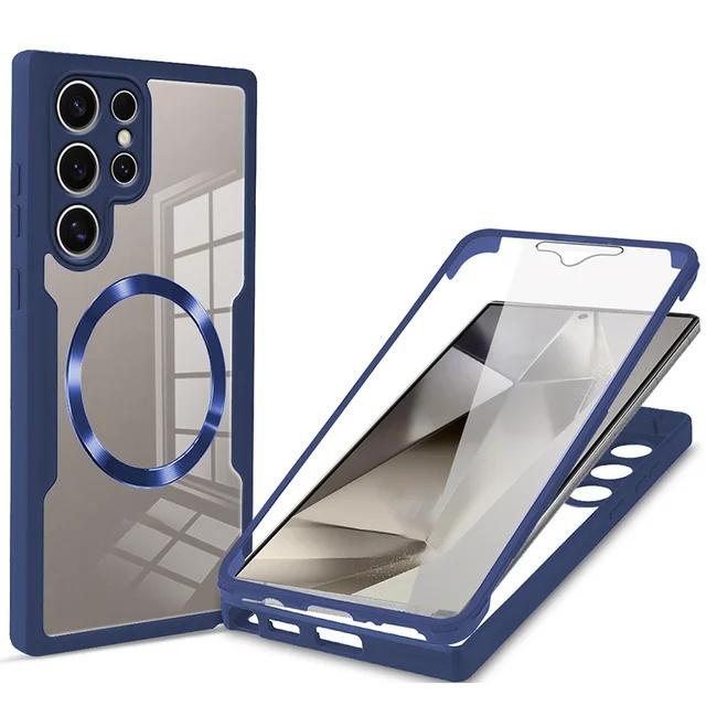 360° Fully Protected Double-sided Case For Samsung S25 Ultra S22 S23 S21 S24 Plus Magnetic Cover For Magsafe Wireless Charging