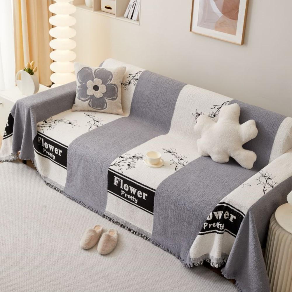Copridivano a Linea Asciugamano Tessuto Vintage Divano Quattro Stagioni Cuscino Divano Blocco Colore Asciugamano Copertura Totale Coperta
